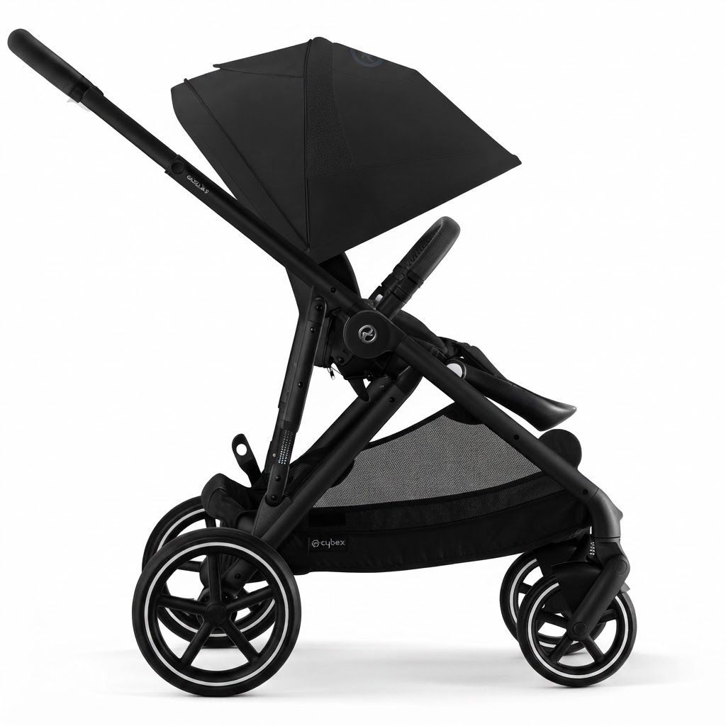 Cybex Gold Gazelle S Versatile Convertible Double Stroller, XXL Sun Canopy, Over 20 Configurations, Adapts as Your Family Grows, Smooth Comfortable Ride | Moon Black 
