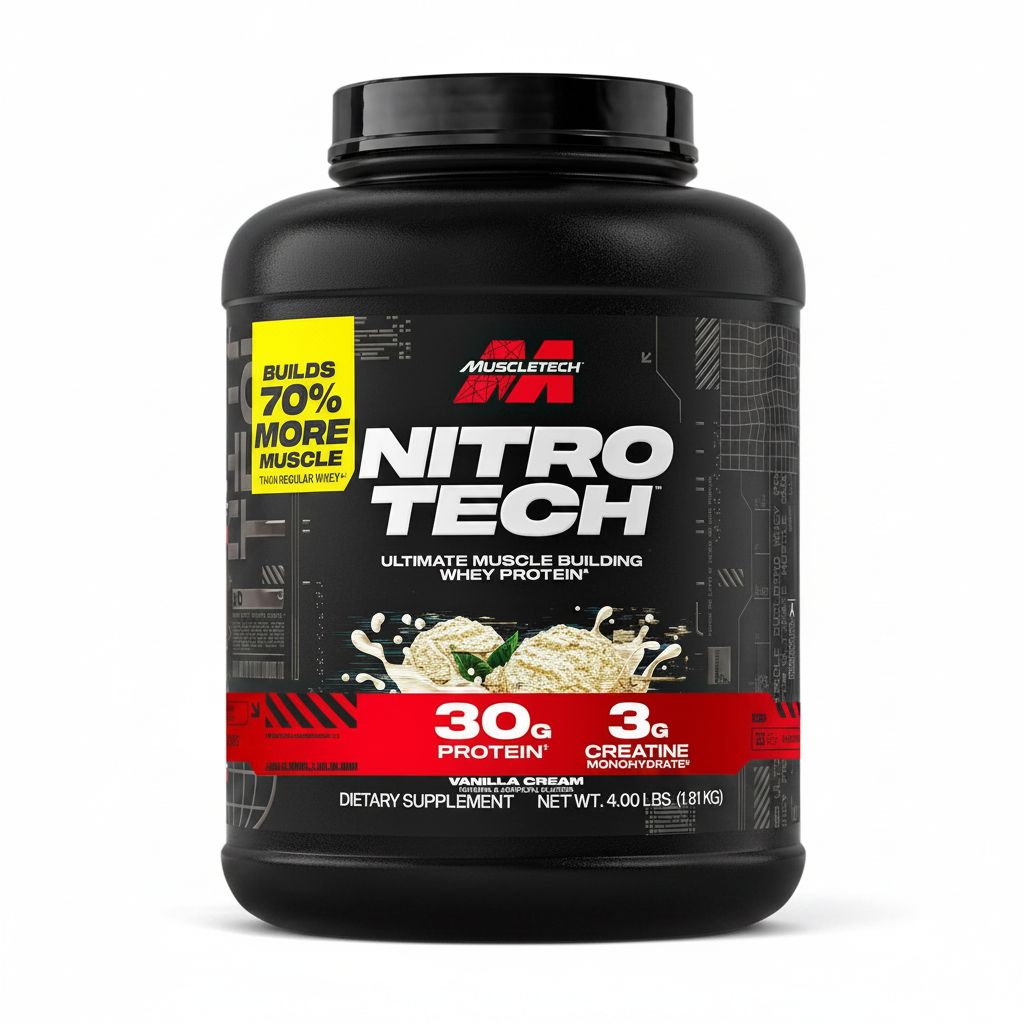 MuscleTech Nitro-Tech Whey Protein Isolate & Peptides - Vanilla Cream, 30g Protein, 39 Servings