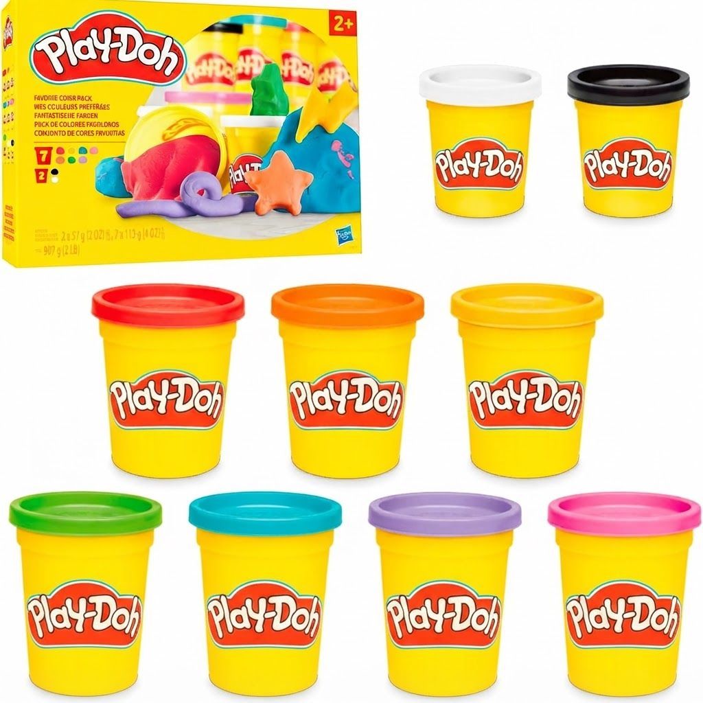 Play-Doh Favorite Colors 9-Pack Modeling Compound Set: 7 Large 4oz Cans & 2 Standard 2oz Cans  2 Years and Up