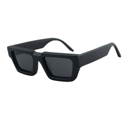 Doppe Sama Black Sunglasses, Matte Black Acetate Frame, Black UV400 Nylon Lenses, Rectangular Unisex Designer Eyewear