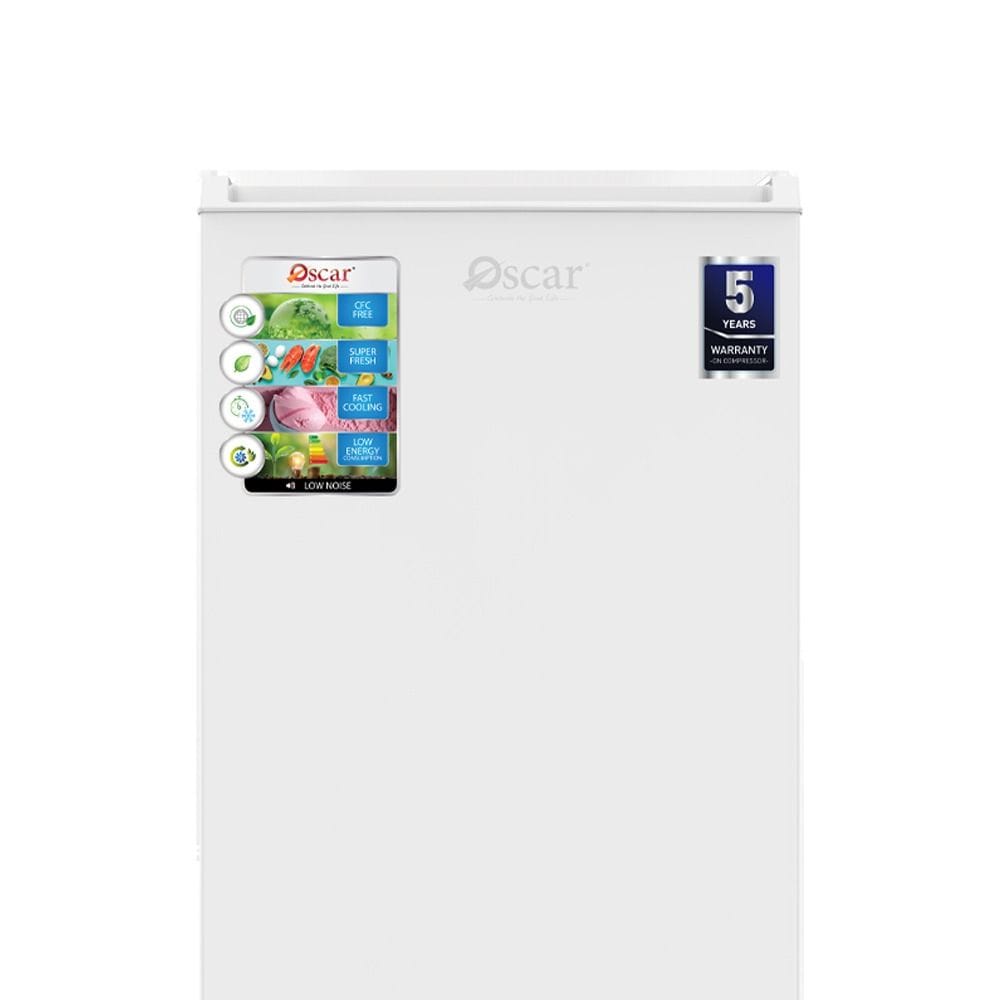 Oscar 90L Single Door Refrigerator, Manual Defrost, Reversible Door, R600a Refrigerant | White - OR100W