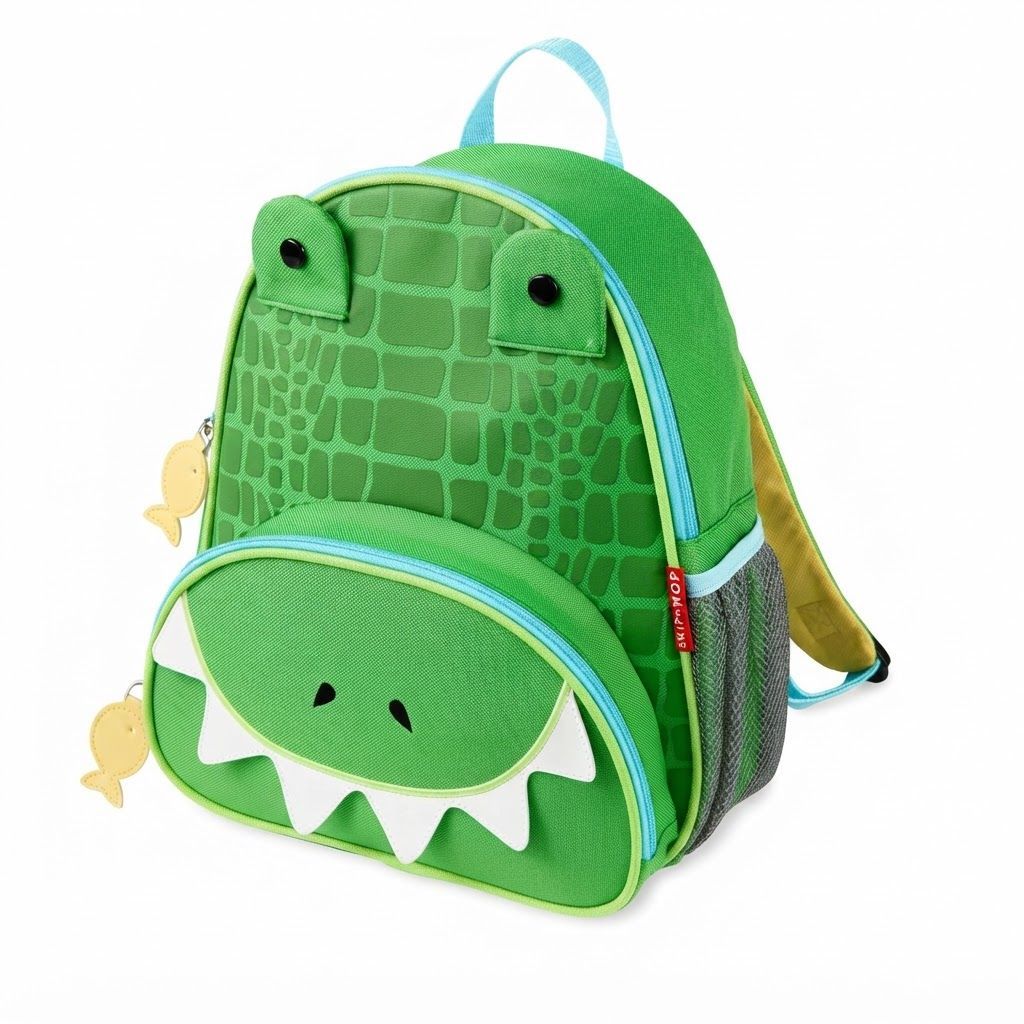 حقيبة ظهر Skip Hop Zoo للأطفال الصغار بتصميم التمساح +3 سنوات، تصميم أنيق وعملي، جيب شبكي قابل للتعديل لحمل زجاجة المياه، أحزمة مبطنة قابلة للتعديل لراحة أكبر - متعدد الألوان
