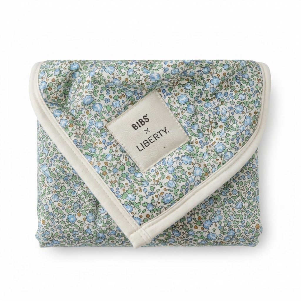 BIBS X Liberty Eloise Quilted Blanket 0+ Months 85x110cm, Lightweight Polyester Filling, Soft And Comfortable Construction, Easy Machine Washable Care - Ivory