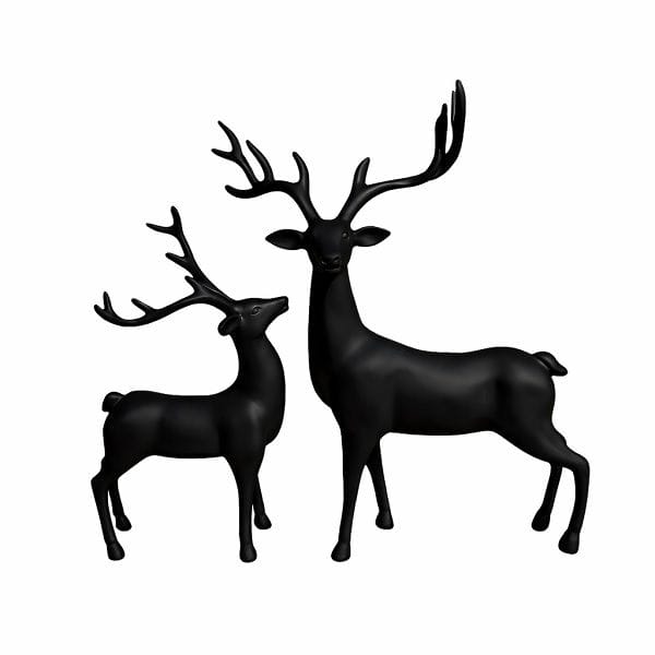 Luxury Signature Black Reindeer Figurines, 2 Piece Resin Deer Statue Set, Modern Decorative Showpieces for Home, Living Room, Office & Tabletop Decor