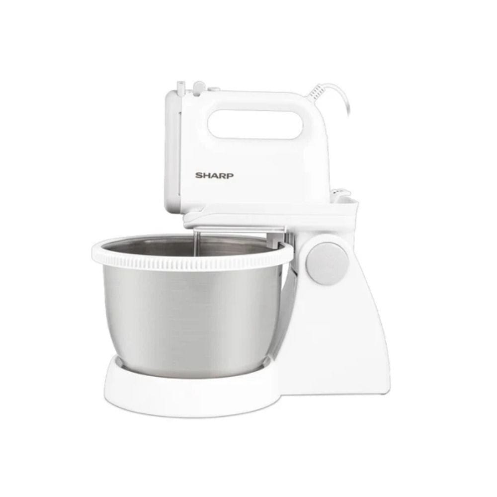 Sharp 3L Stand Mixer, 250W Motor, 5 Speed Settings, Tilt-Head Design, Mixing Attachments | White - EM-SP21-W3