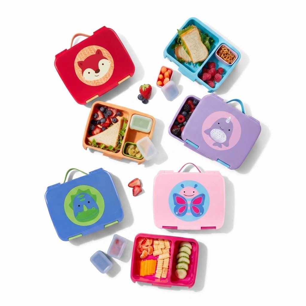 Skip Hop Zoo Bento Narwhal Lunch Box 3+ Years, Secure Seal Helps Prevent Messes, Flexible Carry Handle, Dishwasher-safe - Multicolour