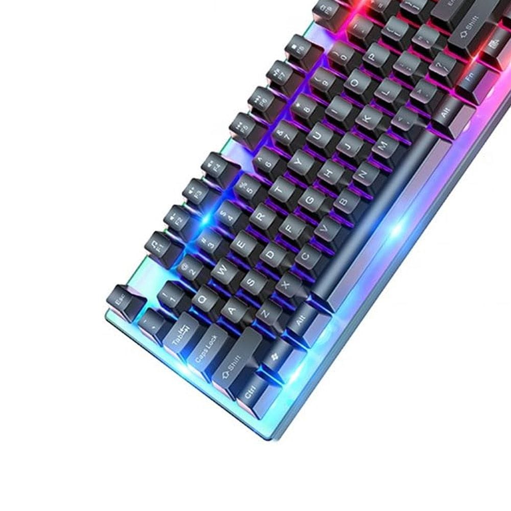 HOCO GM18 Luminous Gaming Keyboard & Mouse Set, RGB Backlit Wired Combo, Ergonomic Design, USB Plug & Play - Black