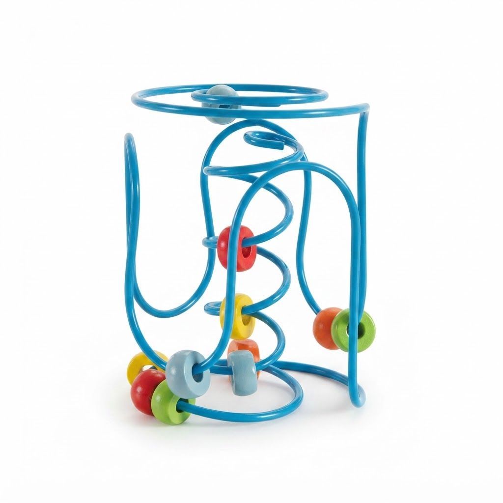Hape Spring-A-Ling Wooden Bead Maze - Interactive Developmental Toy for Babies & Toddlers, Blue