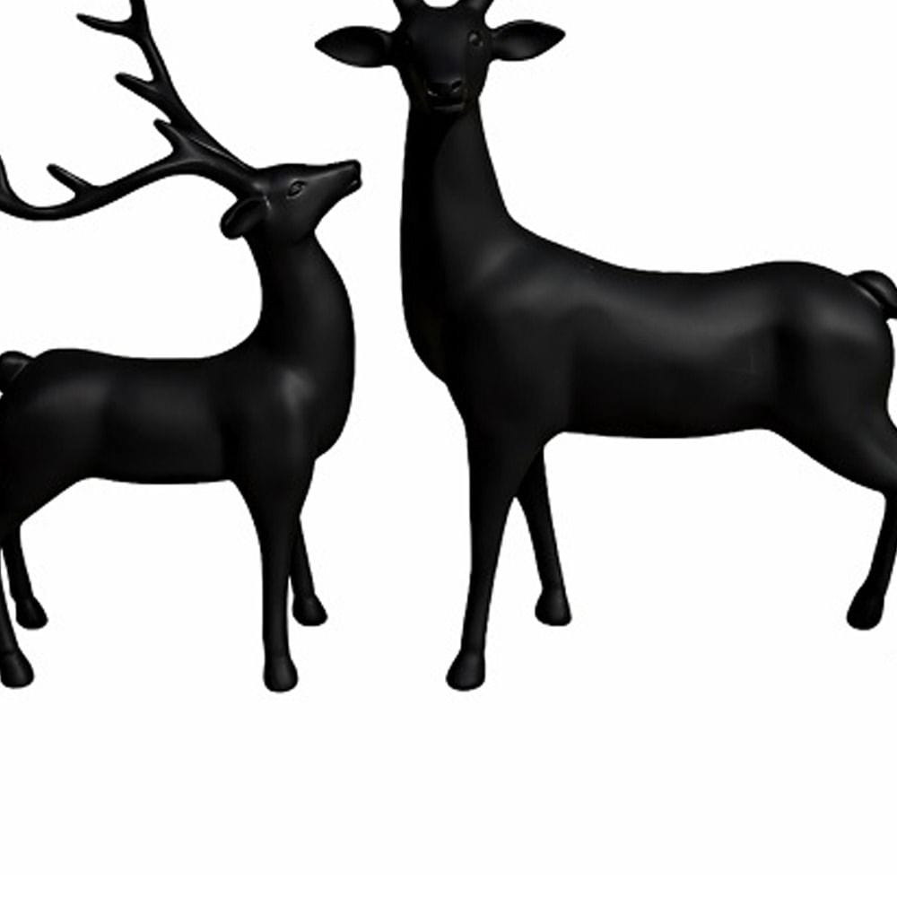 Luxury Signature Black Reindeer Figurines, 2 Piece Resin Deer Statue Set, Modern Decorative Showpieces for Home, Living Room, Office & Tabletop Decor