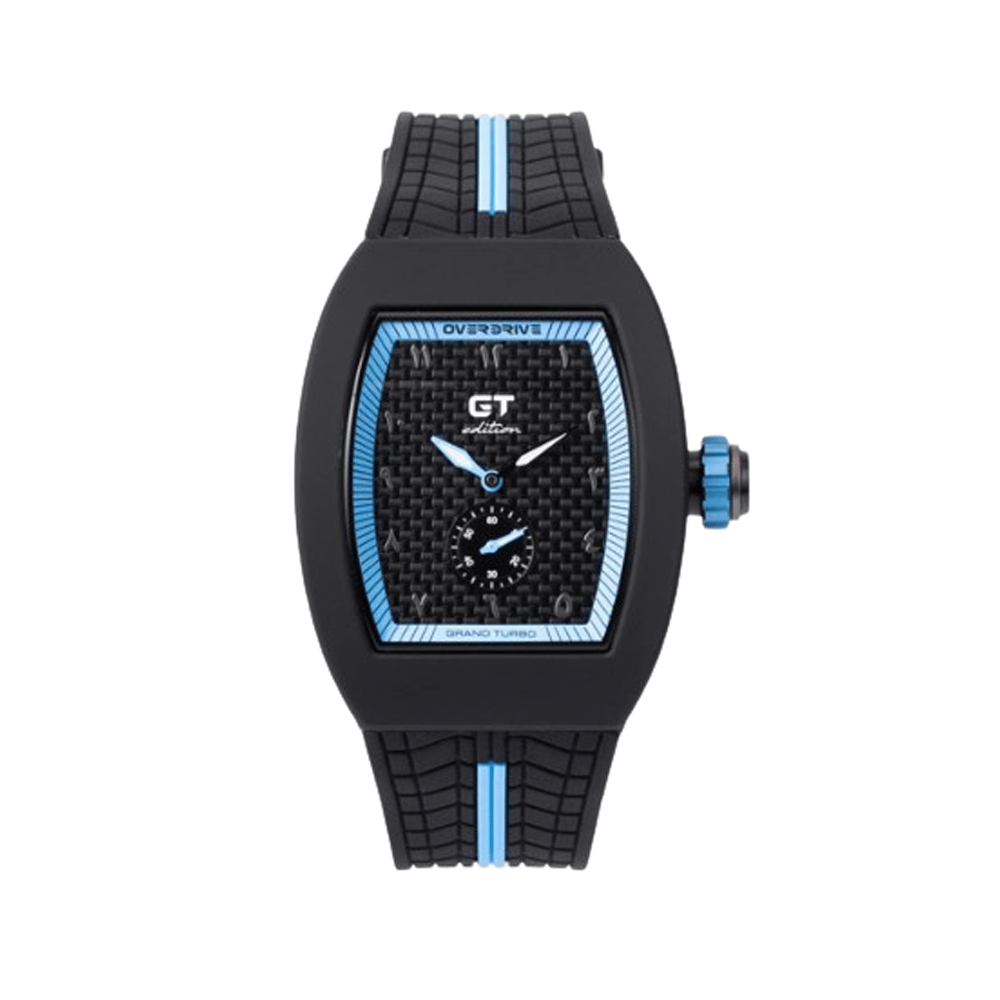 Overdrive GT Watch Light Blue, 40mm Polycarbonate Case, Miyota 1L45 Quartz Movement, K1 Mineral Glass, Silicone Strap, Arabic & English Dial, 50m Water Resistant