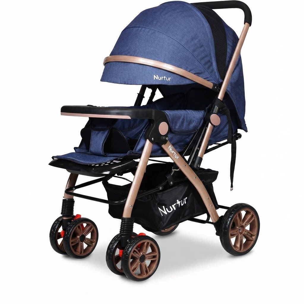 Nurtur Wilder Reversible Baby Travel Stroller, Lightweight Collapsible Stroller with 5-Point | Dark Blue