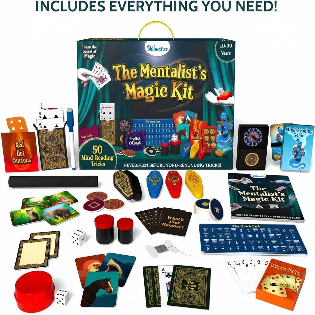 Skillmatics Mentalist Magic Kit for Kids, 50 Mind-Reading Tricks, Illusions & Psychological Magic Activities, Multicolor