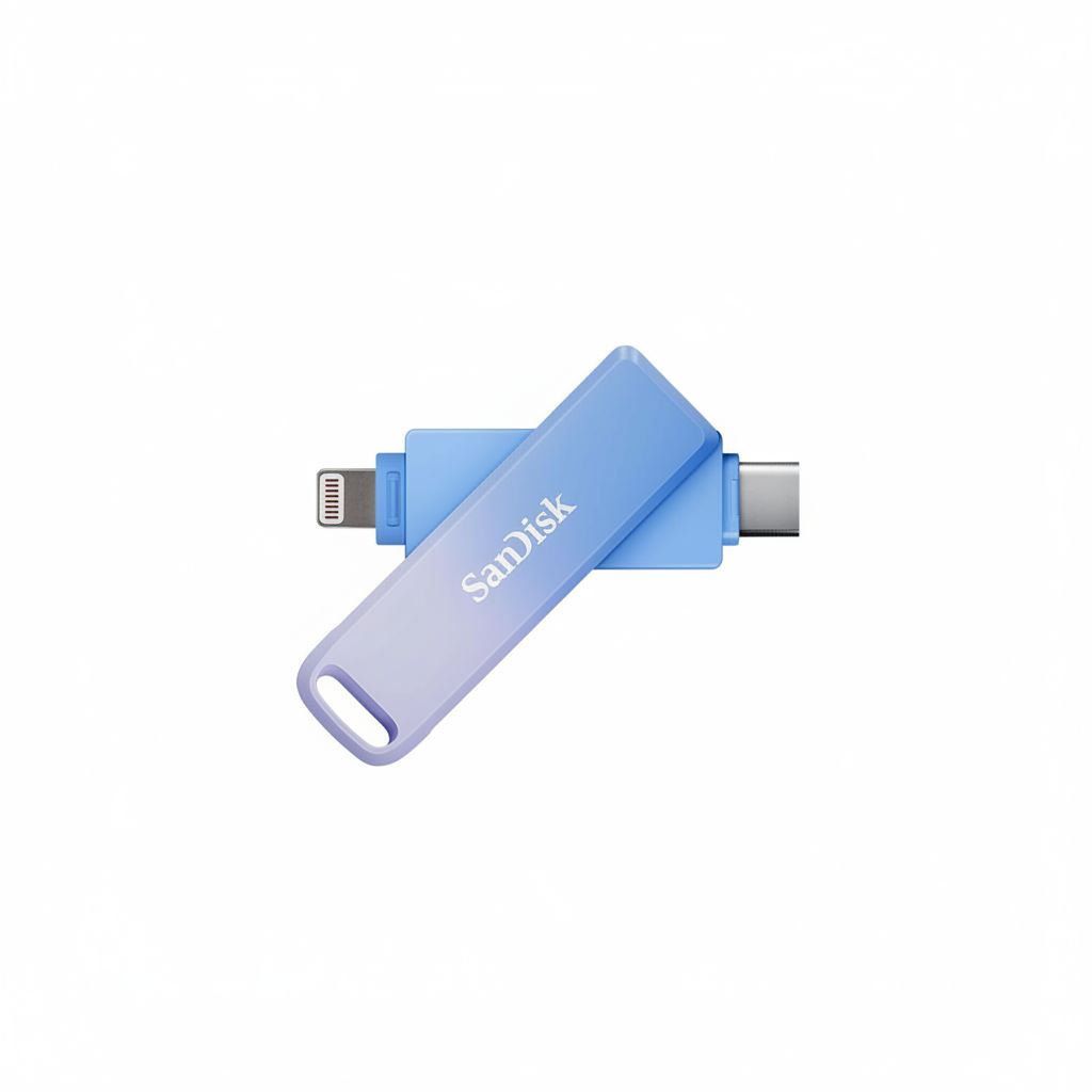 سانديسك كرييتور فون درايف سعة 256 جيجابايت مع موصلي USB Type-C ولايتنينغ، أزرق