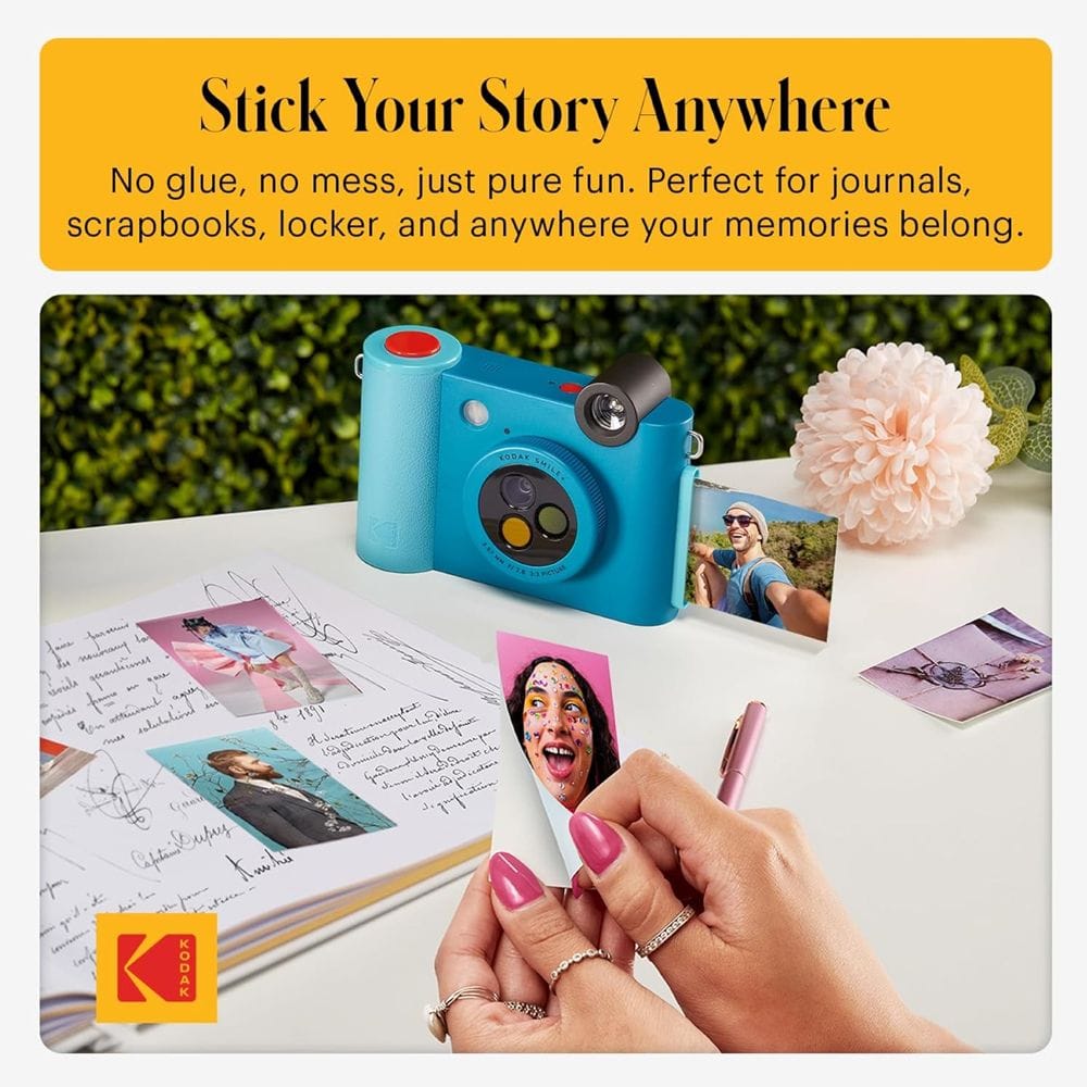 Kodak Smile+ Instant Print Digital Camera, 10MP Camera, 2x3-Inch ZINK Photo Printing, Bluetooth Connectivity & LCD Viewfinder | Blue - 843812173032