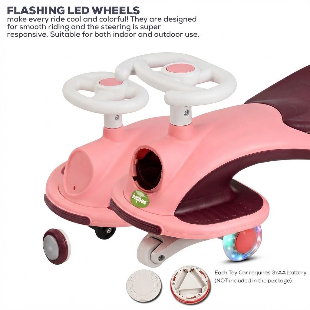 Baybee Aero Magic Swing Car, Ride-On Wiggle Car with Scratch-Free LED PU Wheels, LED Lights & Smooth Steering