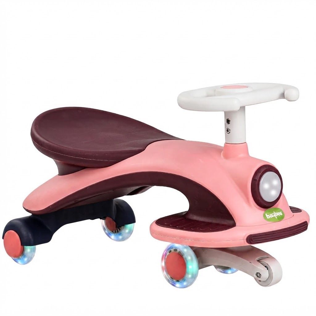 Baybee Aero Magic Swing Car, Ride-On Wiggle Car with Scratch-Free LED PU Wheels, LED Lights & Smooth Steering
