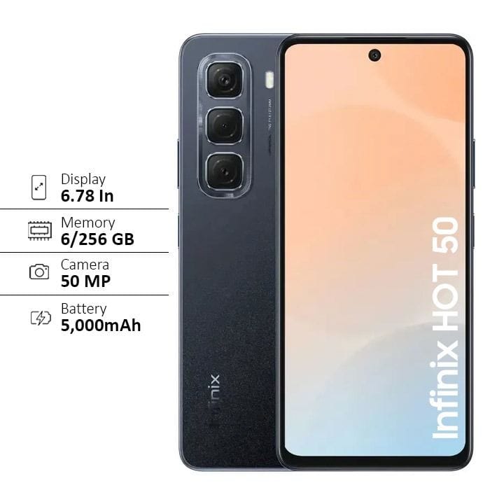 هاتف إنفينيكس هوت 50 بذاكرة ٢٥٦ جيجابايت+٦ جيجابايت - أسود أنيق | X6882