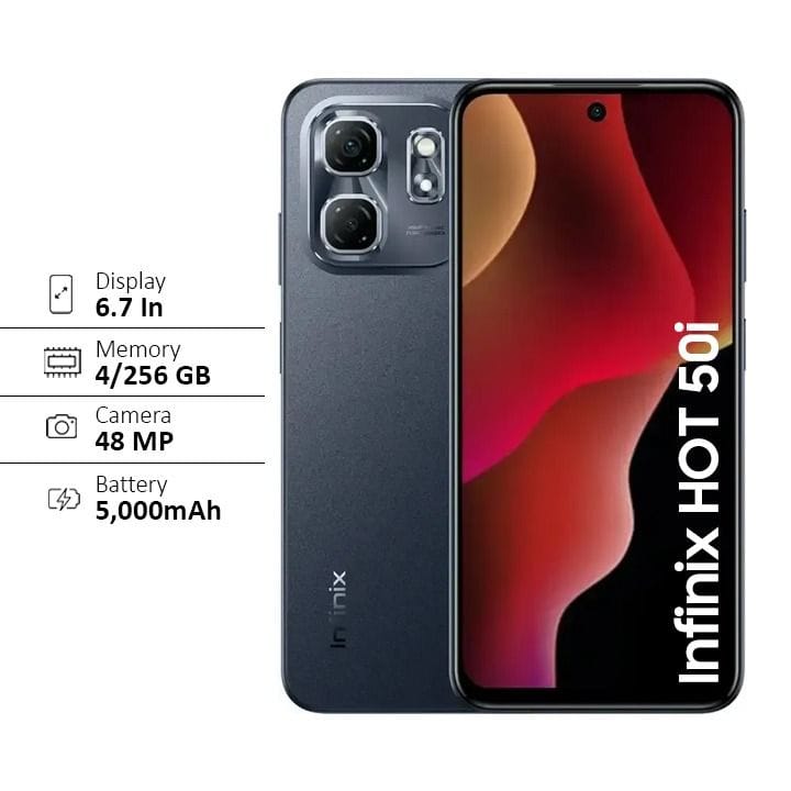 Infinix Hot 50i 256GB+4GB  Smartphone - Sleek Black | X6531B