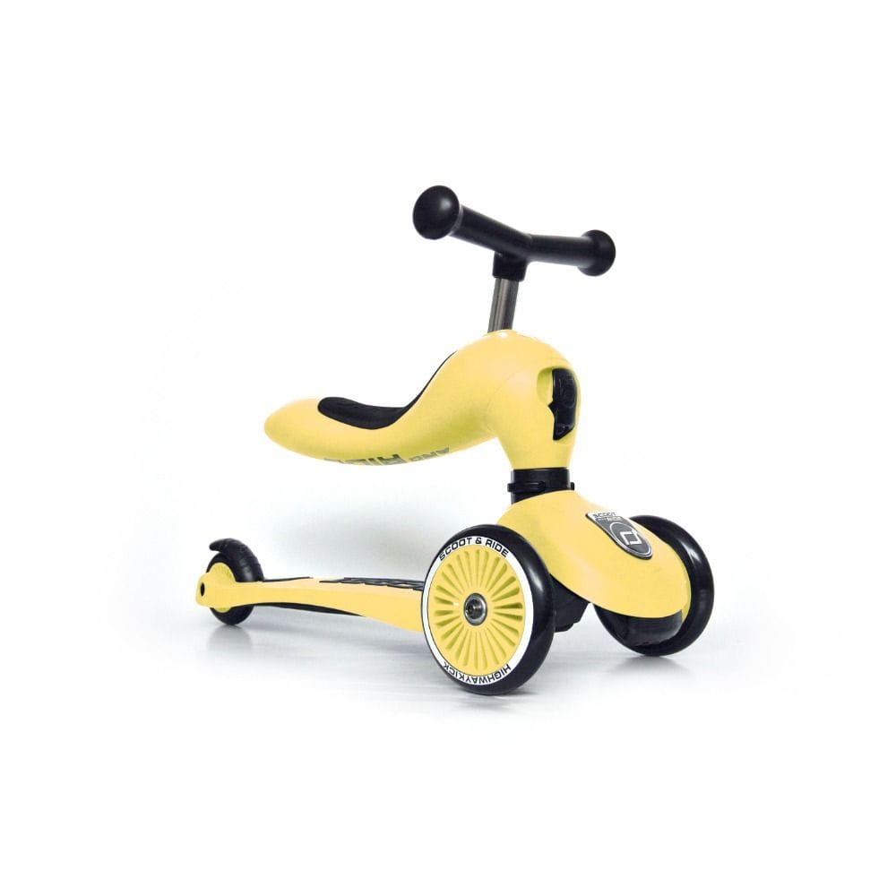 Scoot & Ride Highwaykick 1 Scooter 1-5 Years, 2 In 1 Design, Long-Lasting Riding Fun, Innovative Safety Pad - Lemon