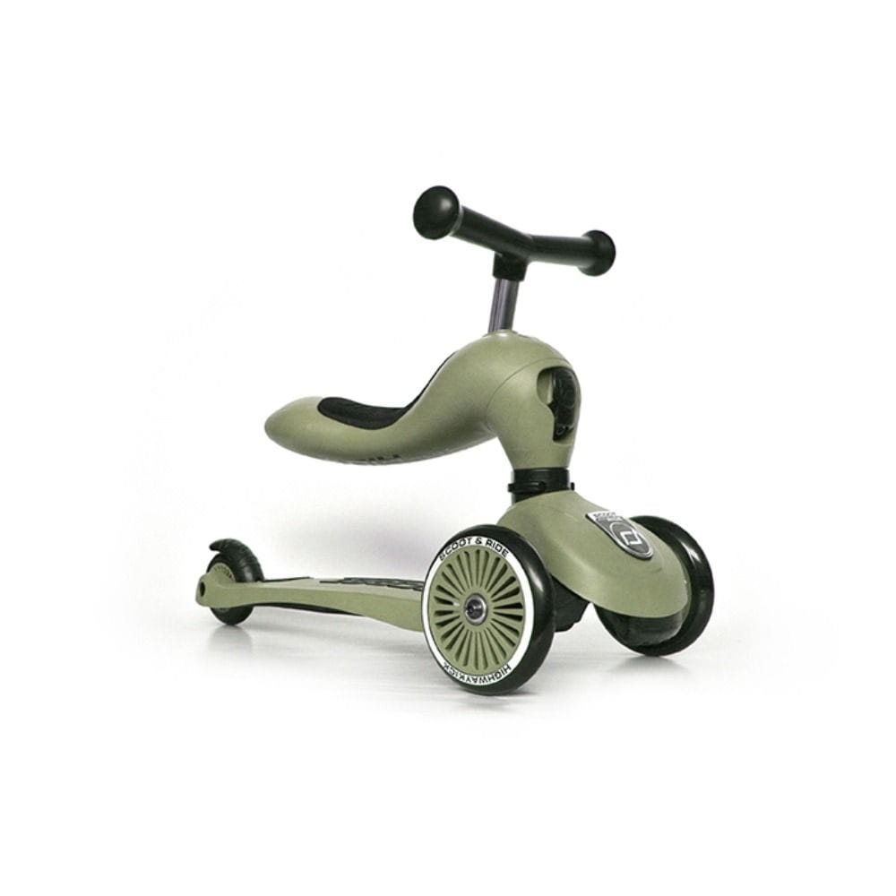 Scoot & Ride Highwaykick 1 Scooter 1-5 Years, 2 In 1 Design, Long-Lasting Riding Fun, Innovative Safety Pad - Olive