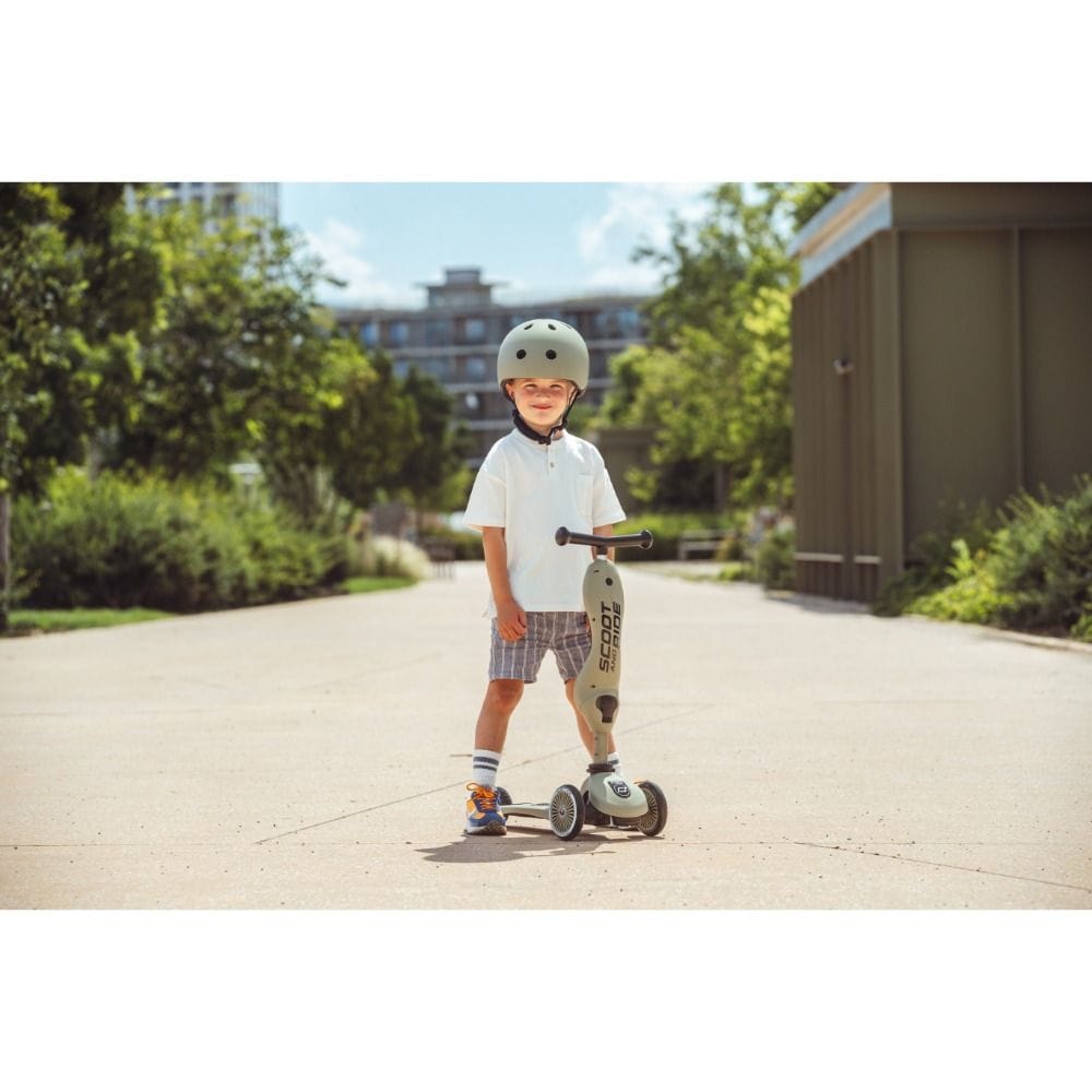 Scoot & Ride Highwaykick 1 Scooter 1-5 Years, 2 In 1 Design, Long-Lasting Riding Fun, Innovative Safety Pad - Olive