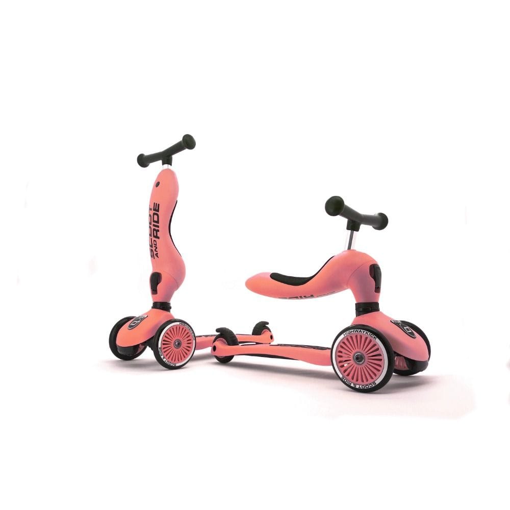 Scoot & Ride Highwaykick 1 Scooter 1-5 Years, 2 In 1 Design, Long-Lasting Riding Fun, Innovative Safety Pad - Peach