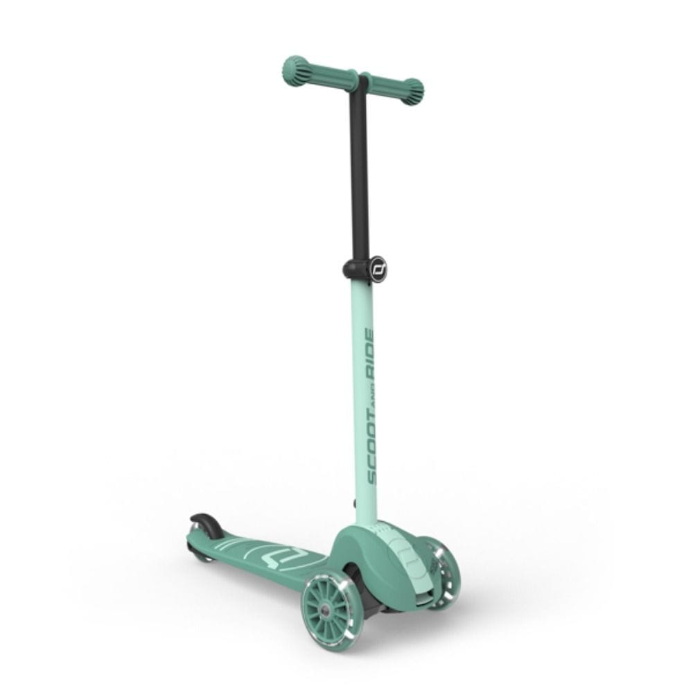 Scoot & Ride Highwaykick 3S LED 3+ Years, LED Glow Wheels For Safety And Style, Height Adjustable Handlebar, Lightweight Design - Forest