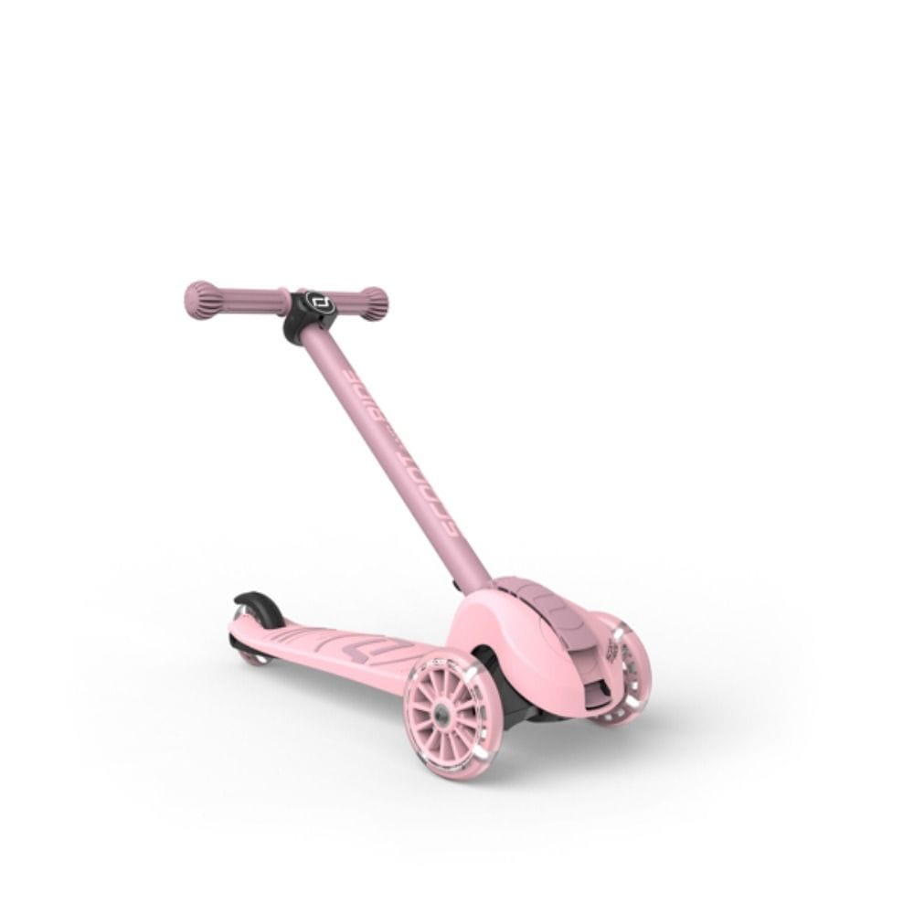 Scoot & Ride Highwaykick 3S LED 3+ Years, LED Glow Wheels For Safety And Style, Height Adjustable Handlebar, Lightweight Design - Rose