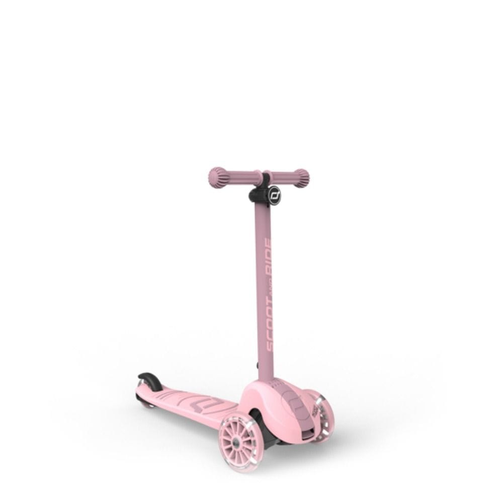 Scoot & Ride Highwaykick 3S LED 3+ Years, LED Glow Wheels For Safety And Style, Height Adjustable Handlebar, Lightweight Design - Rose