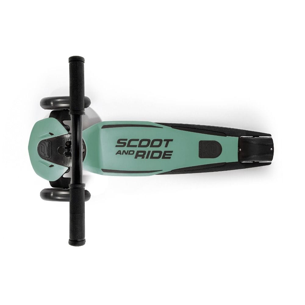 Scoot & Ride Highwaykick 5 LED 5+ Years, LED Glow Wheels For Safety And Style, Height Adjustable Handlebar, Lightweight Design - Forest