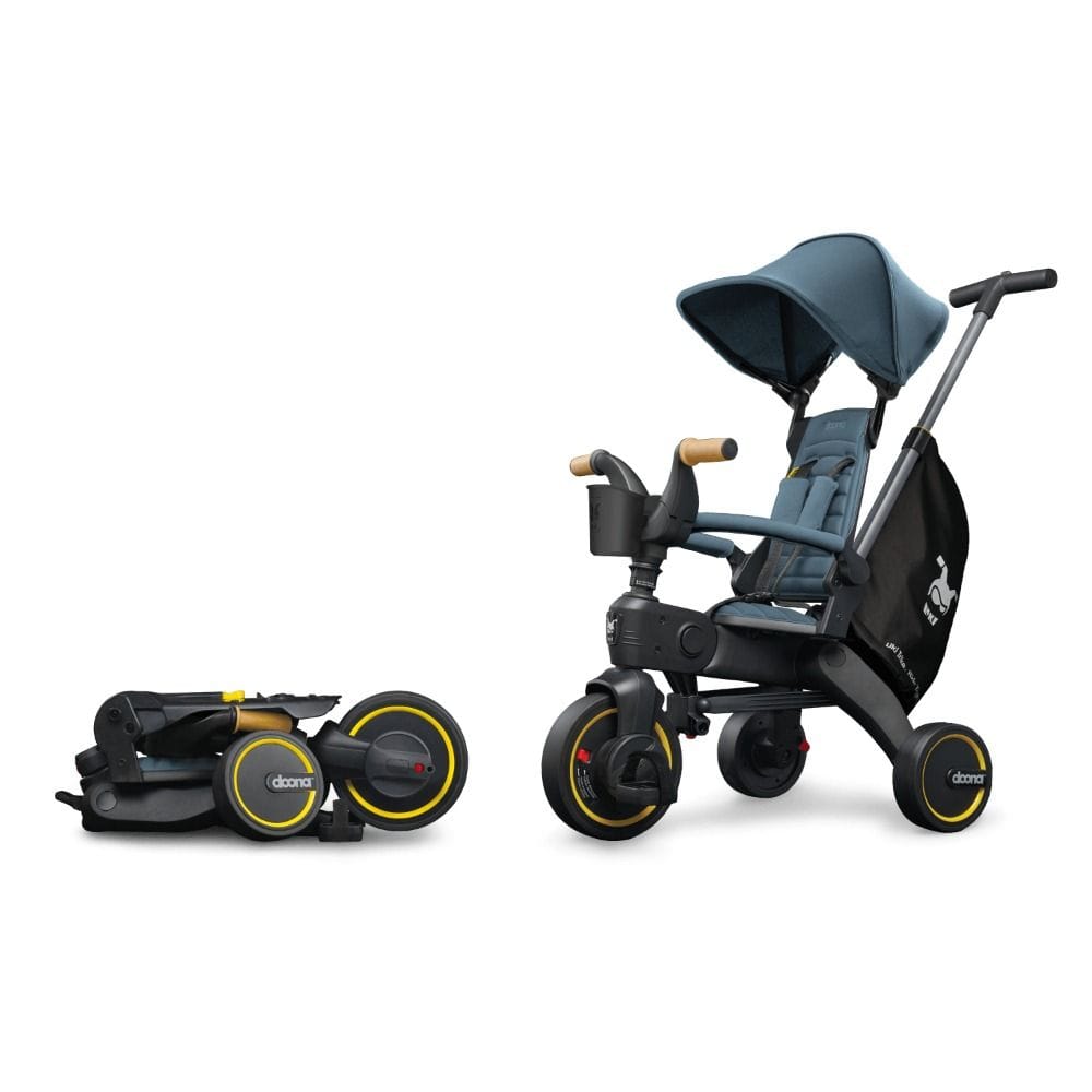 Doona Liki Trike, Ultra-Compact Folding Trike Design, Dual Steering System For Easy Control, Durable Premium Construction - Ocean Blue - S5