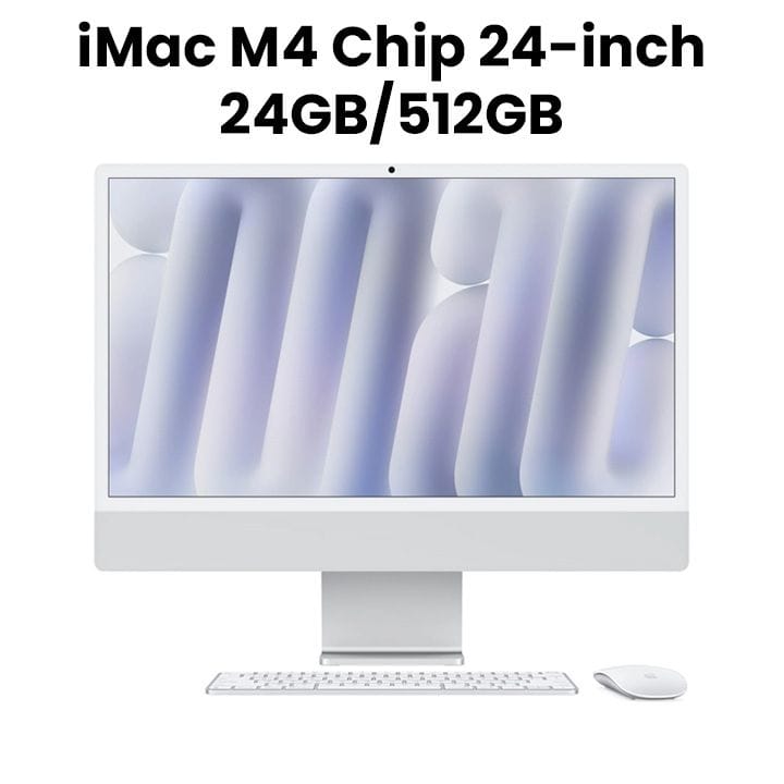 Apple 24-inch iMac with Retina 4.5K display: Apple M4 chip with 10-core CPU and 10-core GPU, 24GB, 512GB SSD - Silver |MCR24AB/A
