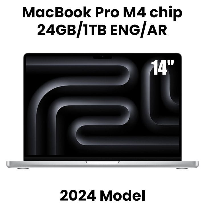 Apple 14-inch MacBook Pro: Apple M4 chip with 10-core CPU and 10-core GPU, 24GB, 1TB SSD - Silver |MCX14AB/A