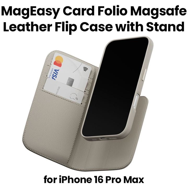 ماج إيزي حافظة جلدية ماغسيف فليب لهاتف آيفون 16 برو ماكس لون النجوم مع حامل | MPH67P263SI24