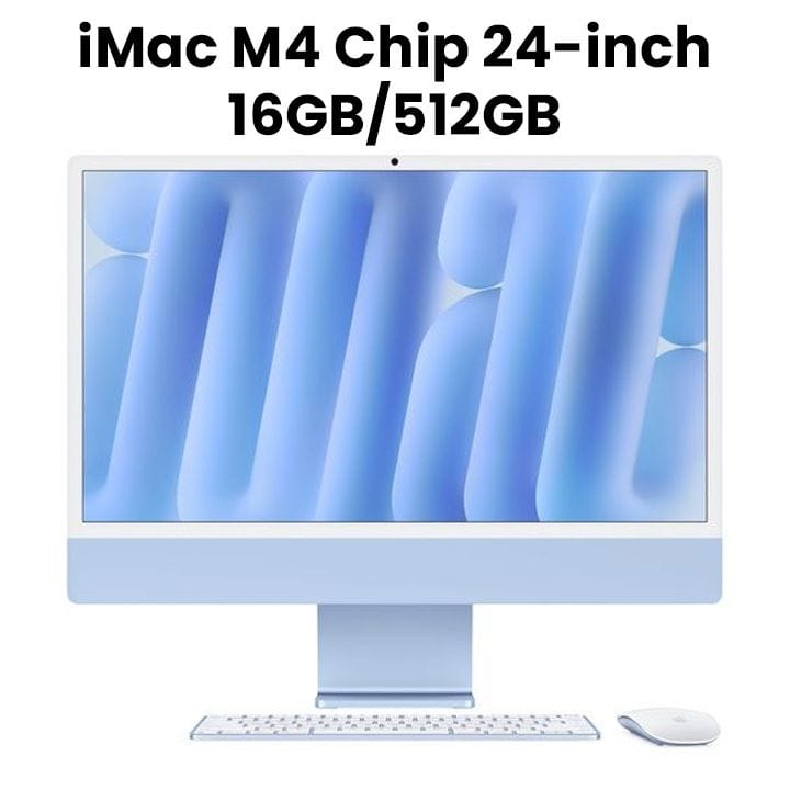 Apple 24-inch iMac with Retina 4.5K display: Apple M4 chip with 10-core CPU and 10-core GPU, 16GB, 512GB SSD - Blue |MWV33ZS/A