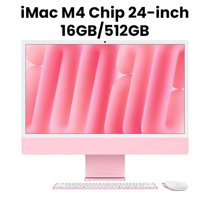 Apple 24-inch iMac with Retina 4.5K display: Apple M4 chip with 10-core CPU and 10-core GPU, 16GB, 512GB SSD - Pink |MWV53ZS/A