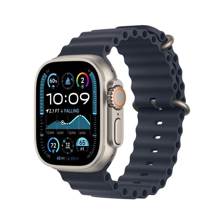 Apple Watch Ultra 2 GPS + Cellular 49mm Natural Titanium Case with Navy Ocean Band | MX4D3QA/A