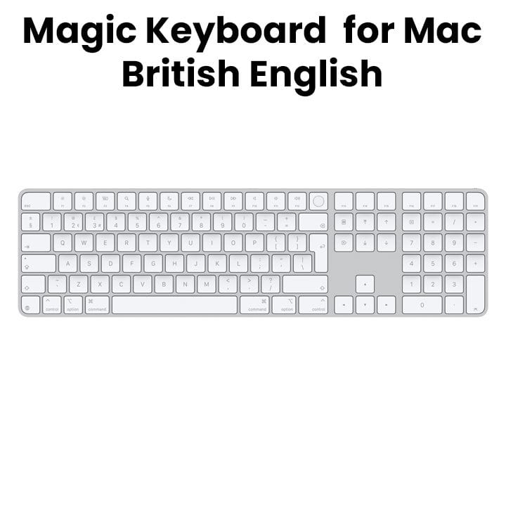 Apple Magic Keyboard with Touch ID and Numeric Keypad for Mac models with Apple silicon - British English - White Keys |MXK73B/A