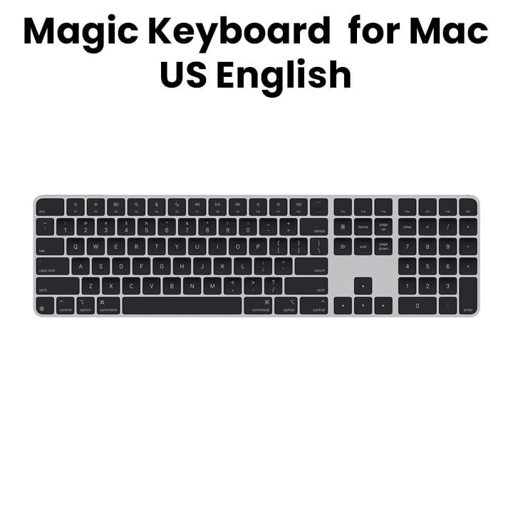 Apple Magic US English Keyboard With Touch ID, Numeric Keypad For Mac Models With Apple Silicon, Compact And Lightweight Design - Black