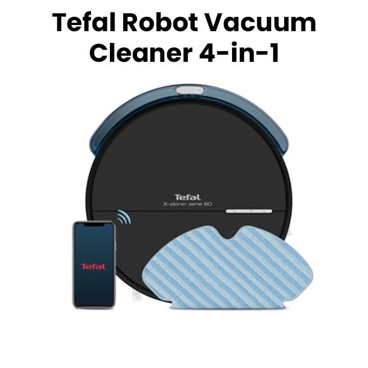 تيفال روبوت تنظيف X-Plorer Series 60 مكنسة وممسحة 2 في 1 بسُمك فائق 6 سم | RG7445HO