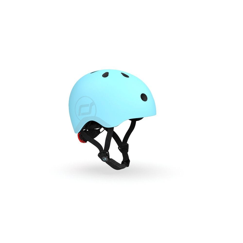 Scoot & Ride Kid Helmet S-M 3+ Years 51-55cm, Battery Operated And LED Safety Light, 3D Foam Molded Inner Padding, Magnetic Fastening System - Blueberry