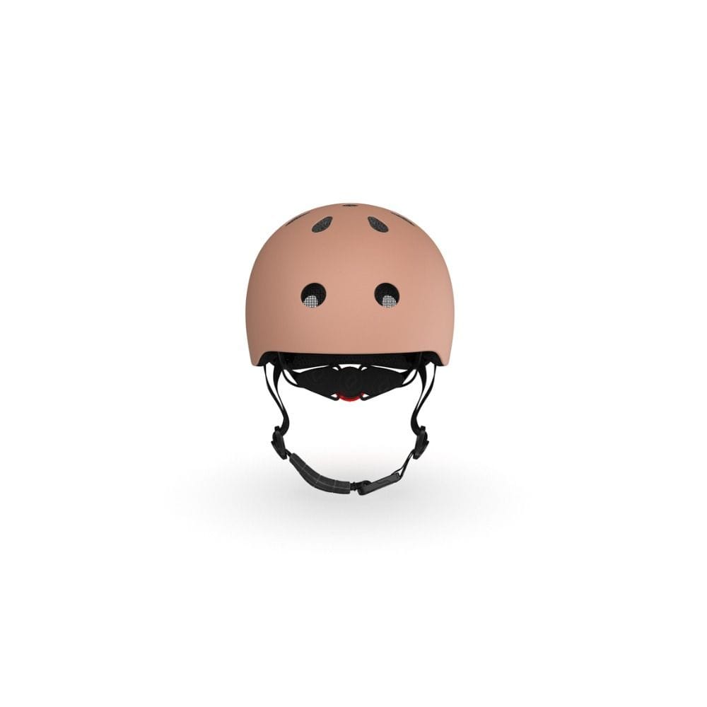 Scoot & Ride Kid Helmet S-M 3+ Years 51-55cm, Battery Operated And LED Safety Light, 3D Foam Molded Inner Padding, Magnetic Fastening System - Mocha