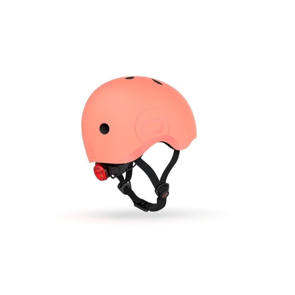 Scoot & Ride Kid Helmet S-M 3+ Years 51-55cm, Battery Operated And LED Safety Light, 3D Foam Molded Inner Padding, Magnetic Fastening System - Peach