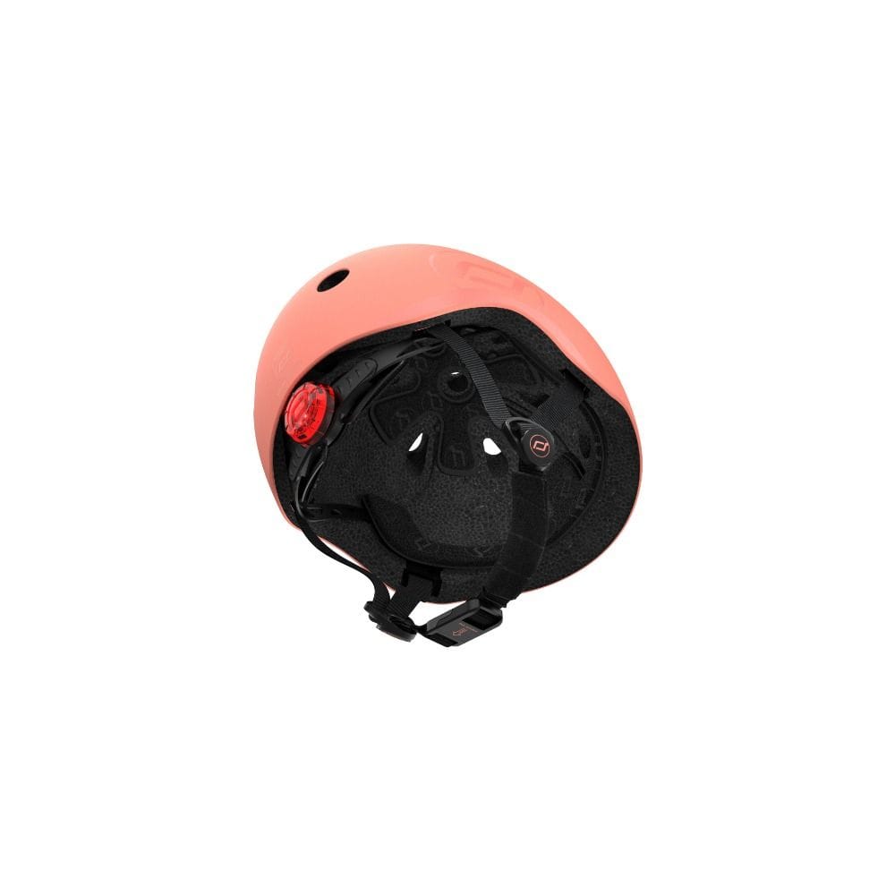 Scoot & Ride Kid Helmet S-M 3+ Years 51-55cm, Battery Operated And LED Safety Light, 3D Foam Molded Inner Padding, Magnetic Fastening System - Peach
