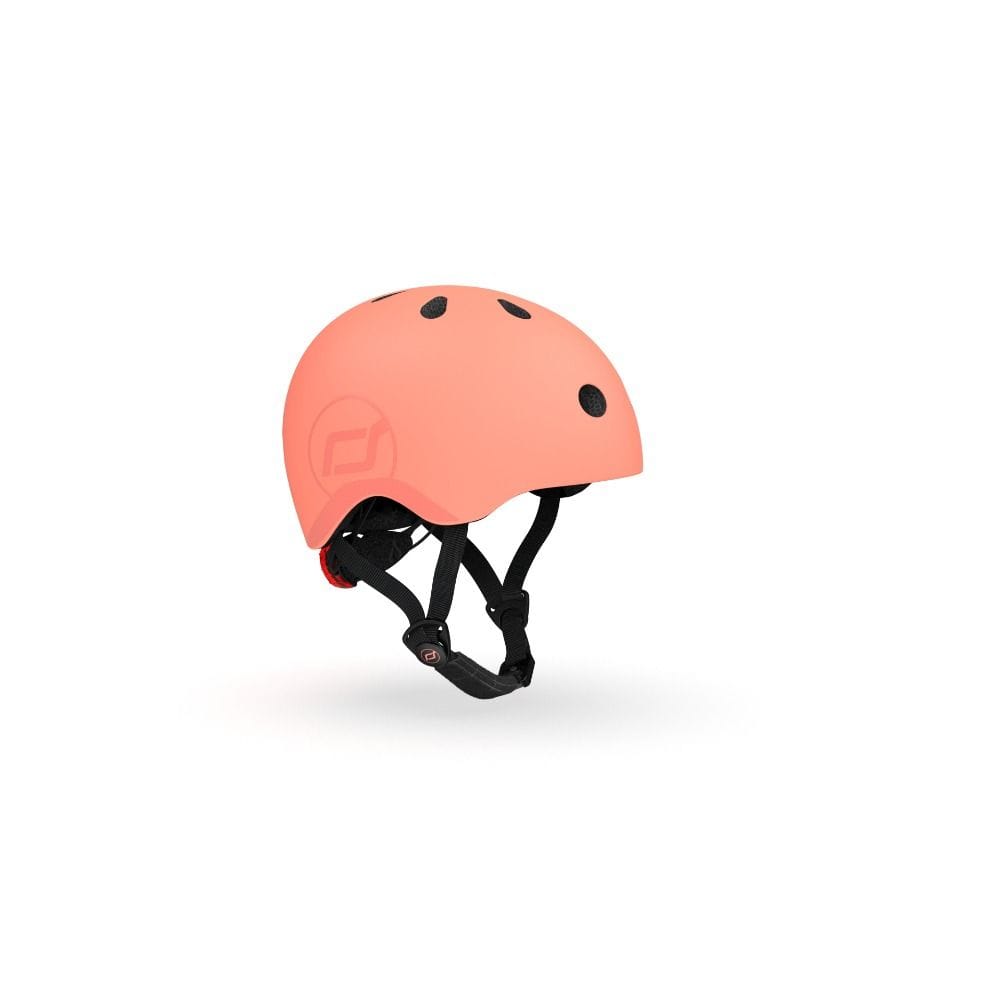 Scoot & Ride Kid Helmet S-M 3+ Years 51-55cm, Battery Operated And LED Safety Light, 3D Foam Molded Inner Padding, Magnetic Fastening System - Peach