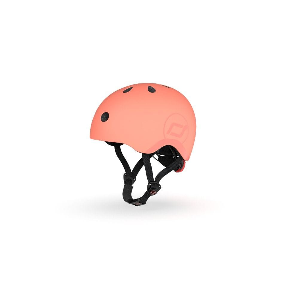 Scoot & Ride Kid Helmet S-M 3+ Years 51-55cm, Battery Operated And LED Safety Light, 3D Foam Molded Inner Padding, Magnetic Fastening System - Peach