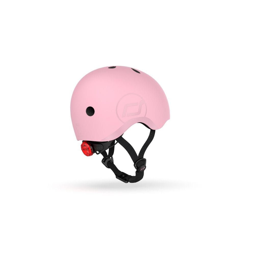 Scoot & Ride Kid Helmet S-M 3+ Years 51-55cm, Battery Operated And LED Safety Light, 3D Foam Molded Inner Padding, Magnetic Fastening System - Rose