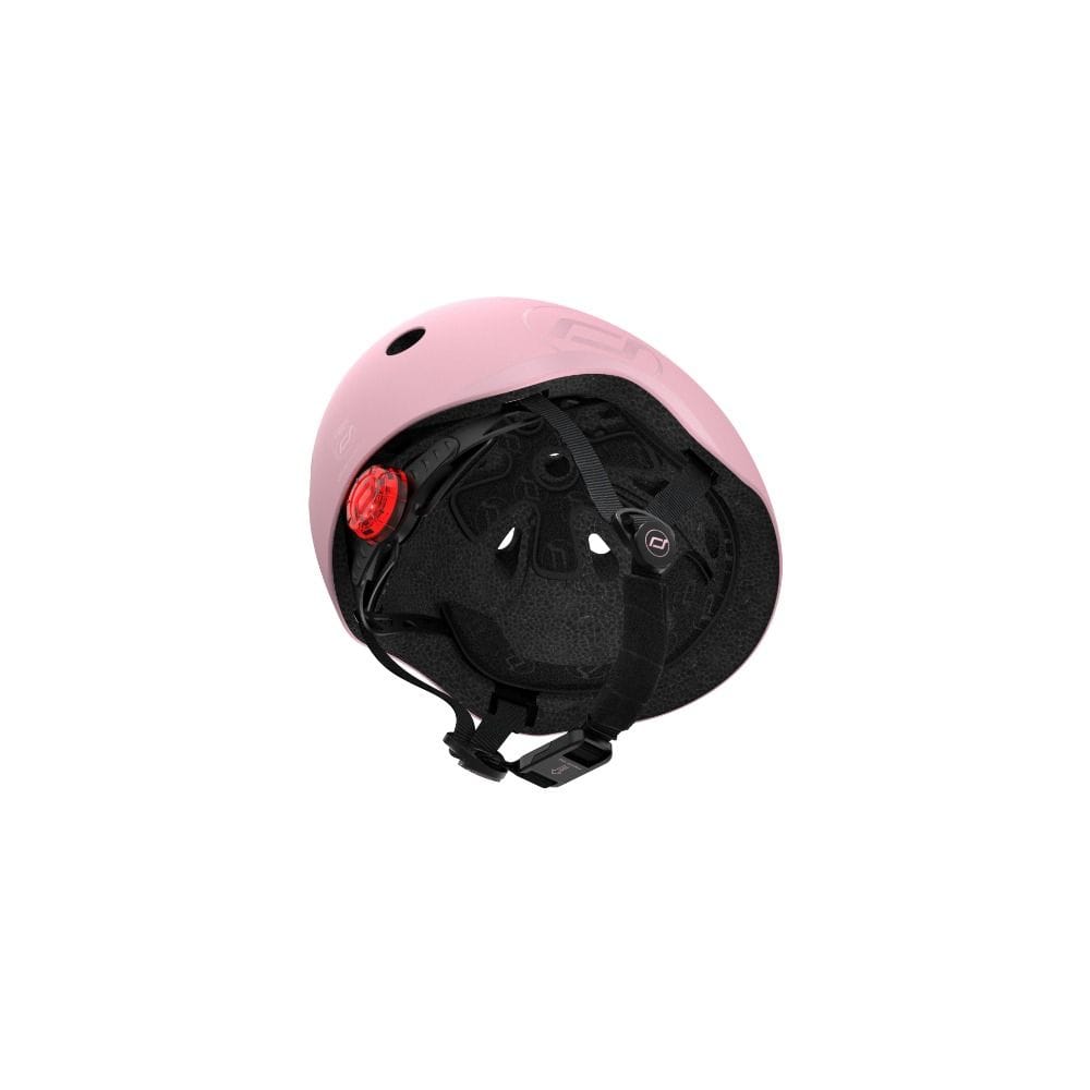Scoot & Ride Kid Helmet S-M 3+ Years 51-55cm, Battery Operated And LED Safety Light, 3D Foam Molded Inner Padding, Magnetic Fastening System - Rose