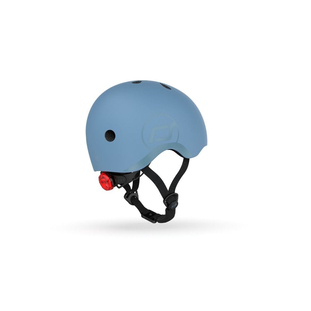 Scoot & Ride Kid Helmet S-M 3+ Years 51-55cm, Battery Operated And LED Safety Light, 3D Foam Molded Inner Padding, Magnetic Fastening System - Steel