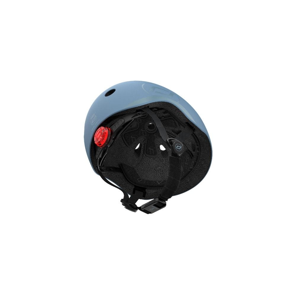 Scoot & Ride Kid Helmet S-M 3+ Years 51-55cm, Battery Operated And LED Safety Light, 3D Foam Molded Inner Padding, Magnetic Fastening System - Steel